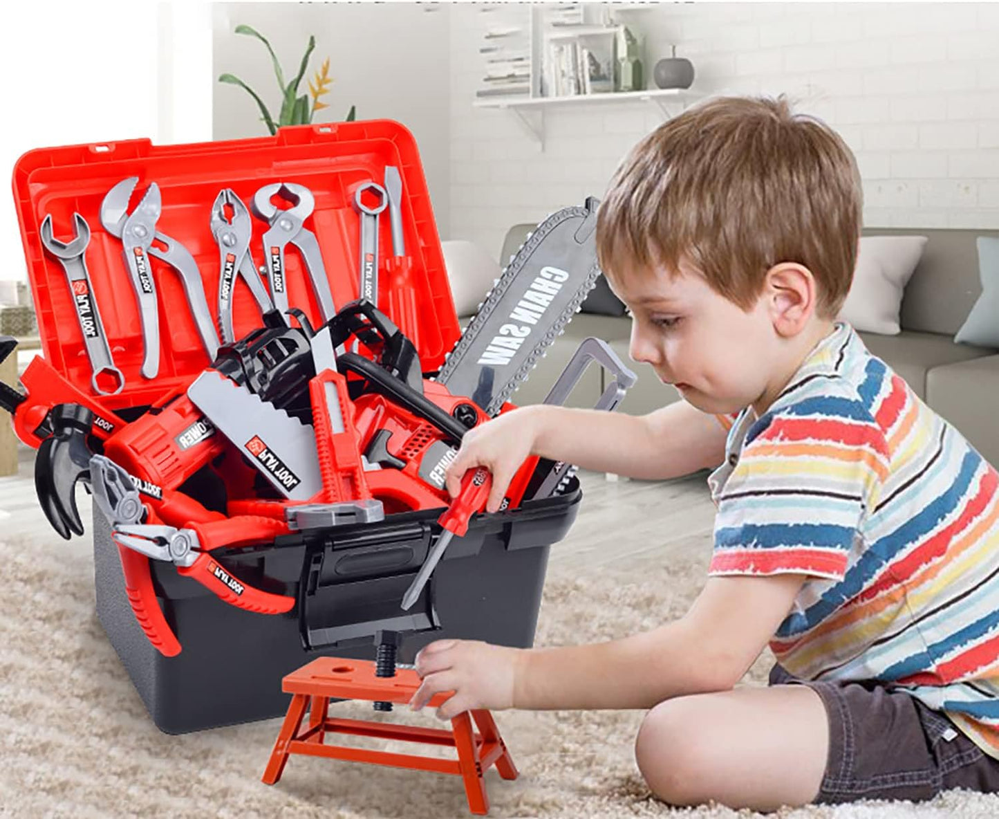 VIP Kids Construction Tool Set (38/41 stuks) – Realistische speelgoedboor, gereedschap en gereedschapskist