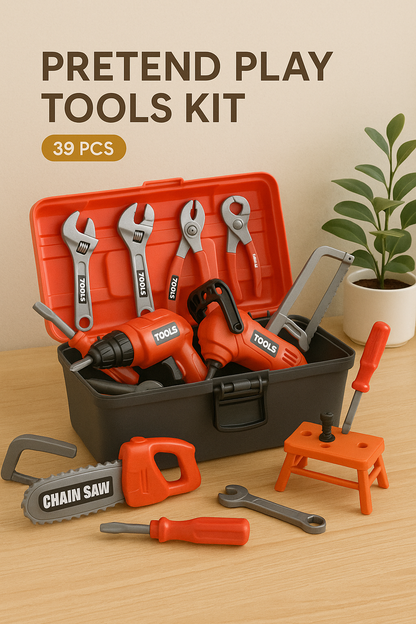 VIP Kids Construction Tool Set (38/41 stuks) – Realistische speelgoedboor, gereedschap en gereedschapskist